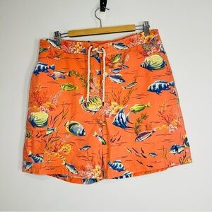 Vintage Polo Ralph Lauren Orange Fish Print Classic Trunks L